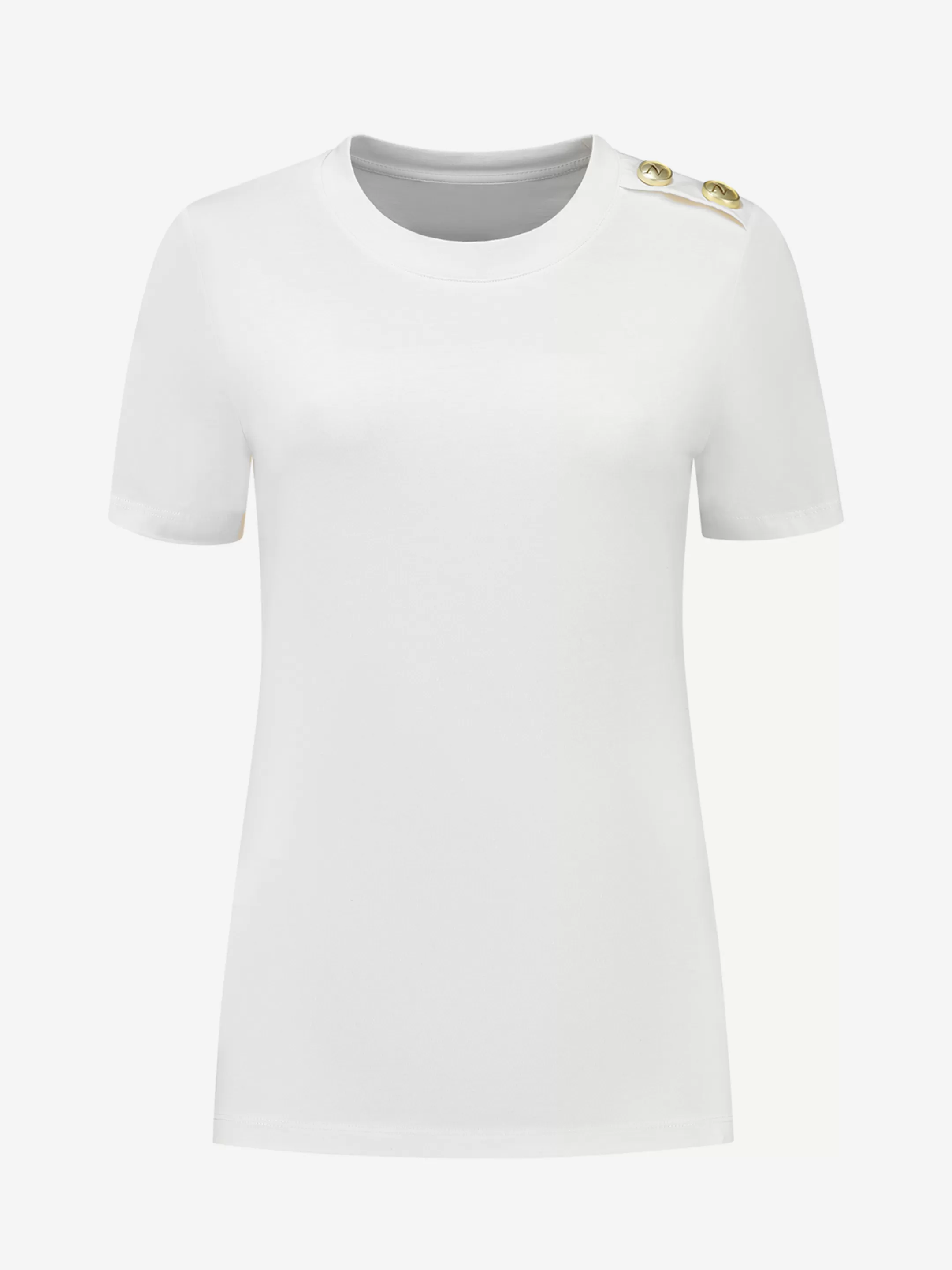 Cheap NIKKIE T-shirt with buttons on shoulder Pearl