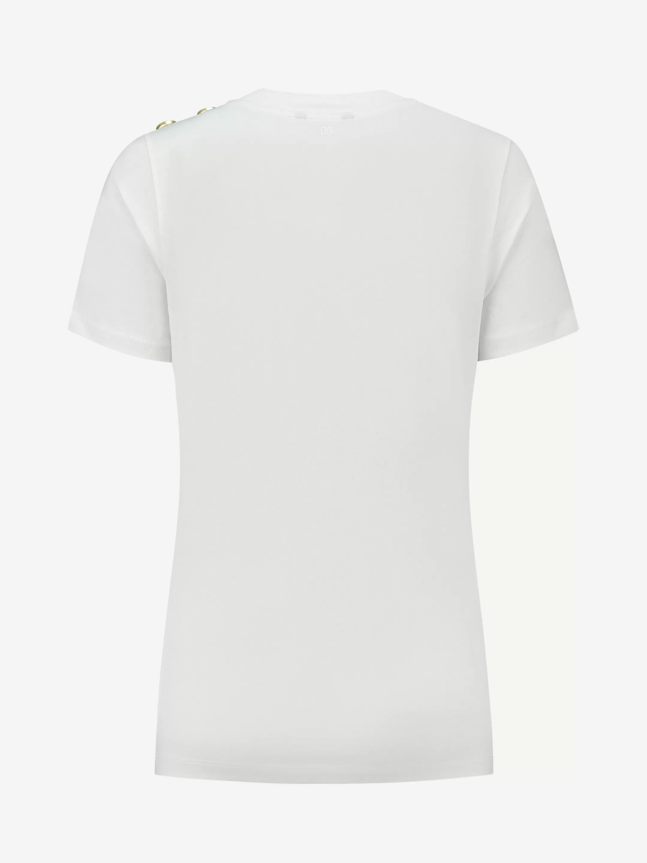 Cheap NIKKIE T-shirt with buttons on shoulder Pearl