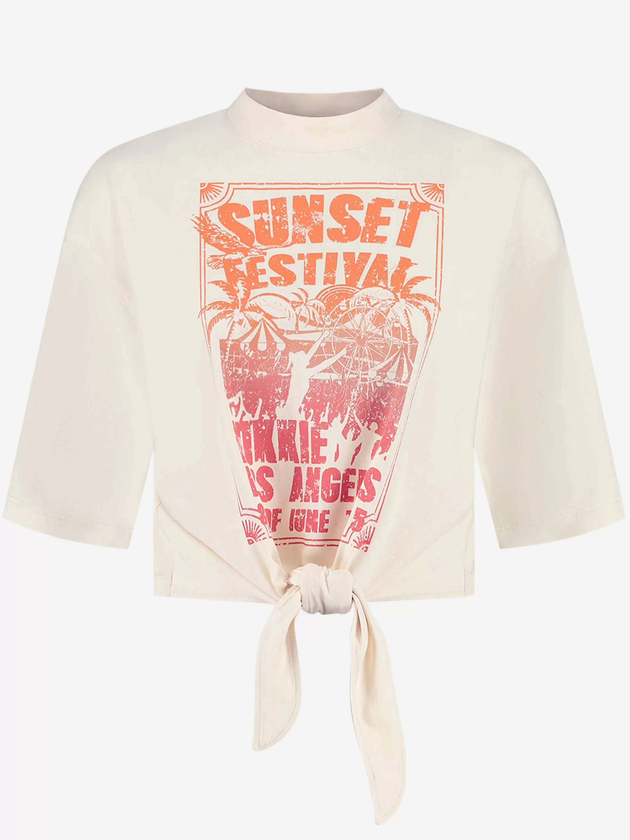 Fashion NIKKIE T-shirt with knot Sun Orange