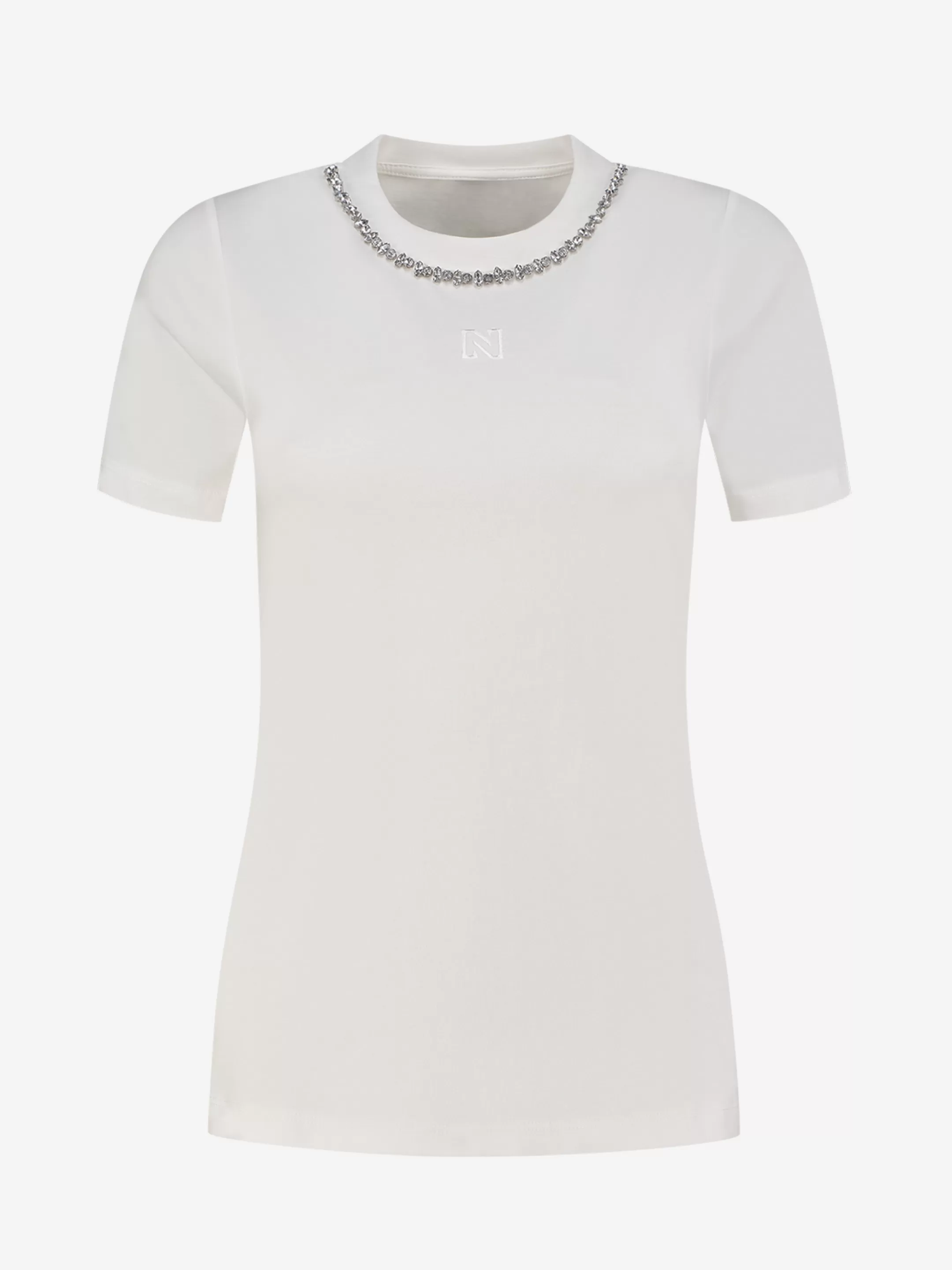 Hot NIKKIE T-shirt with necklace detail Star White