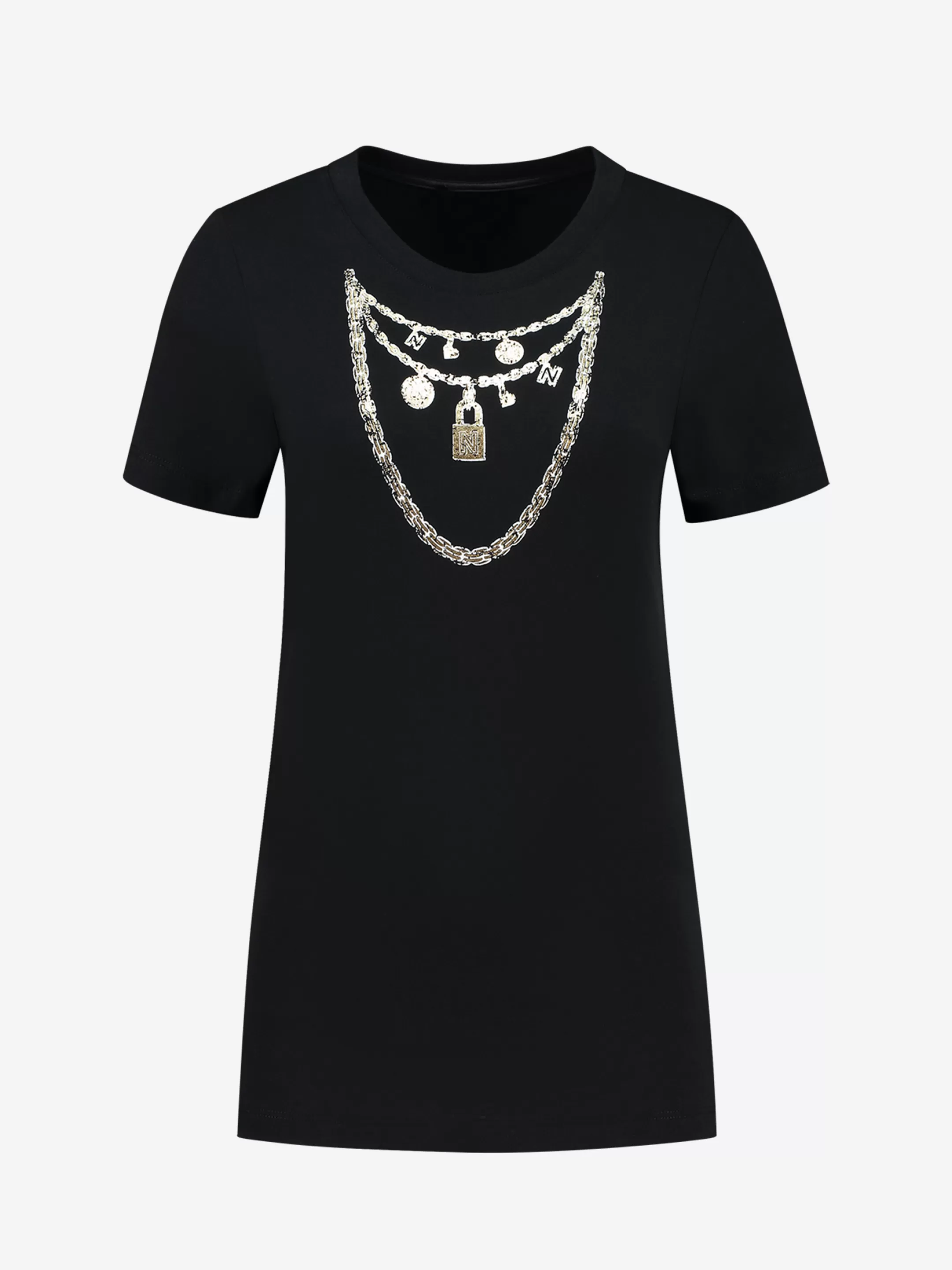 Sale NIKKIE T-shirt with necklace print Black