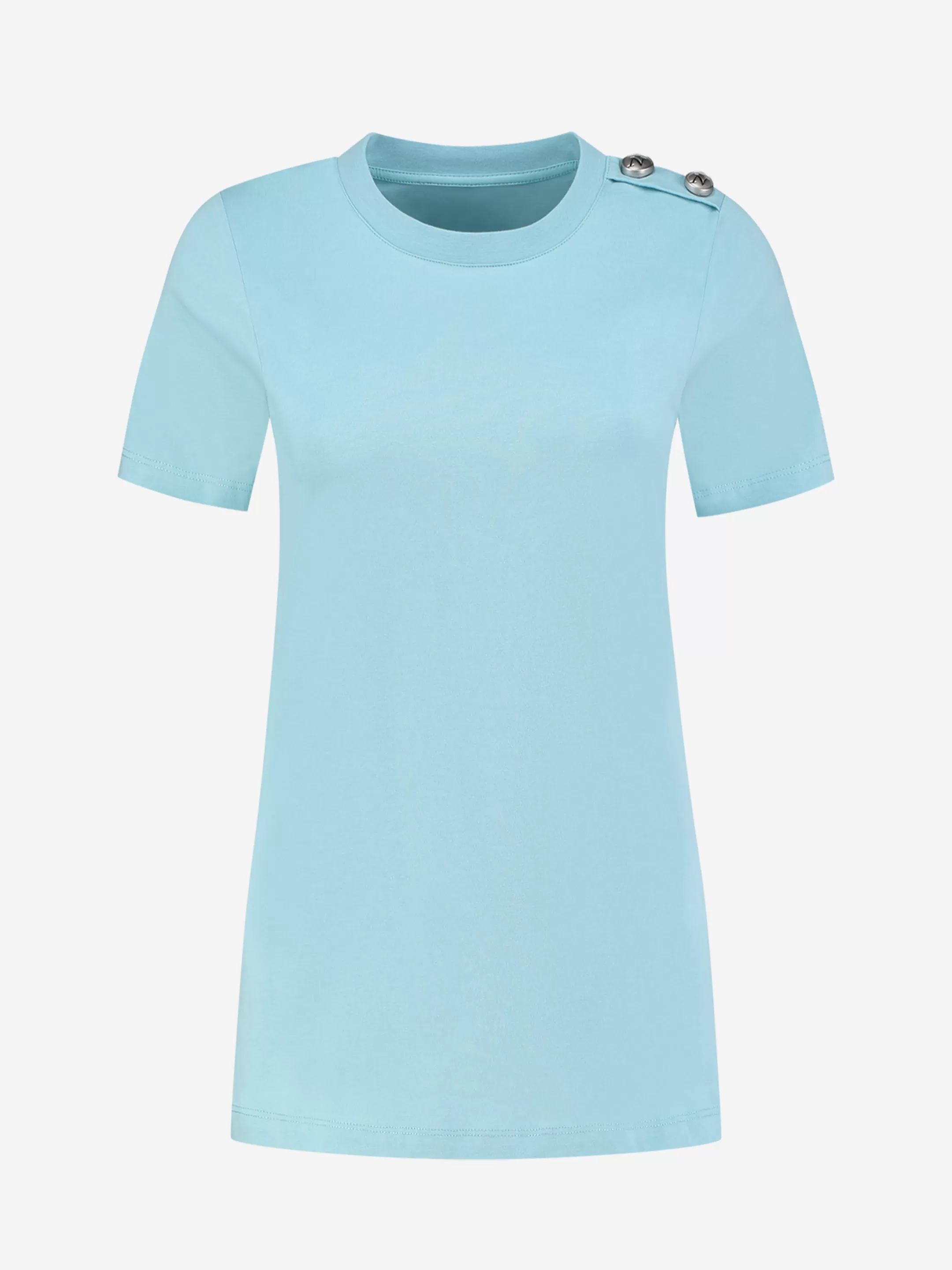 Hot NIKKIE T-shirt with small buttons on shoulder Pool