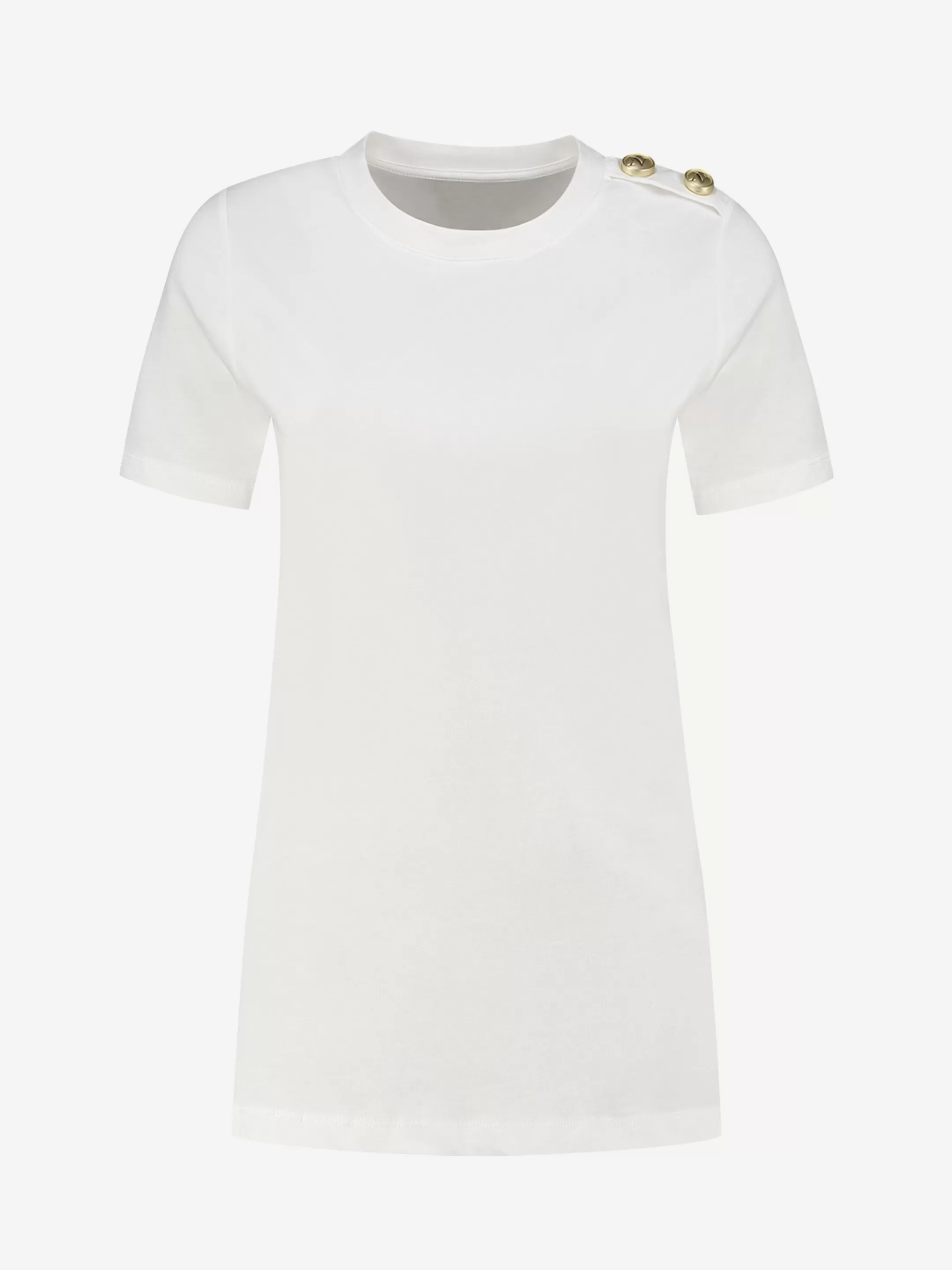 Cheap NIKKIE T-shirt with small buttons on shoulder Star White