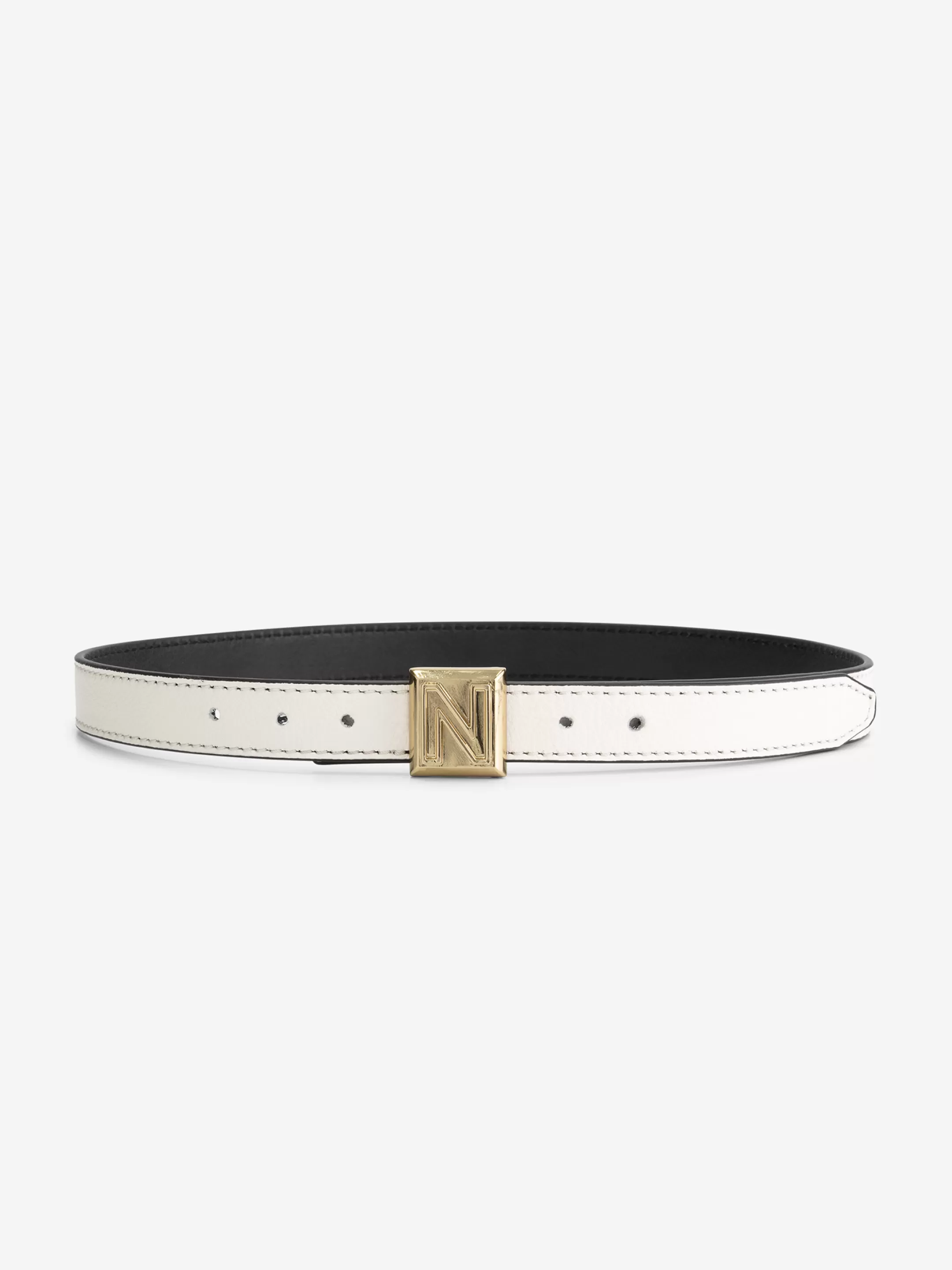 Fashion NIKKIE Two-sided leather Waist belt Star White/Black