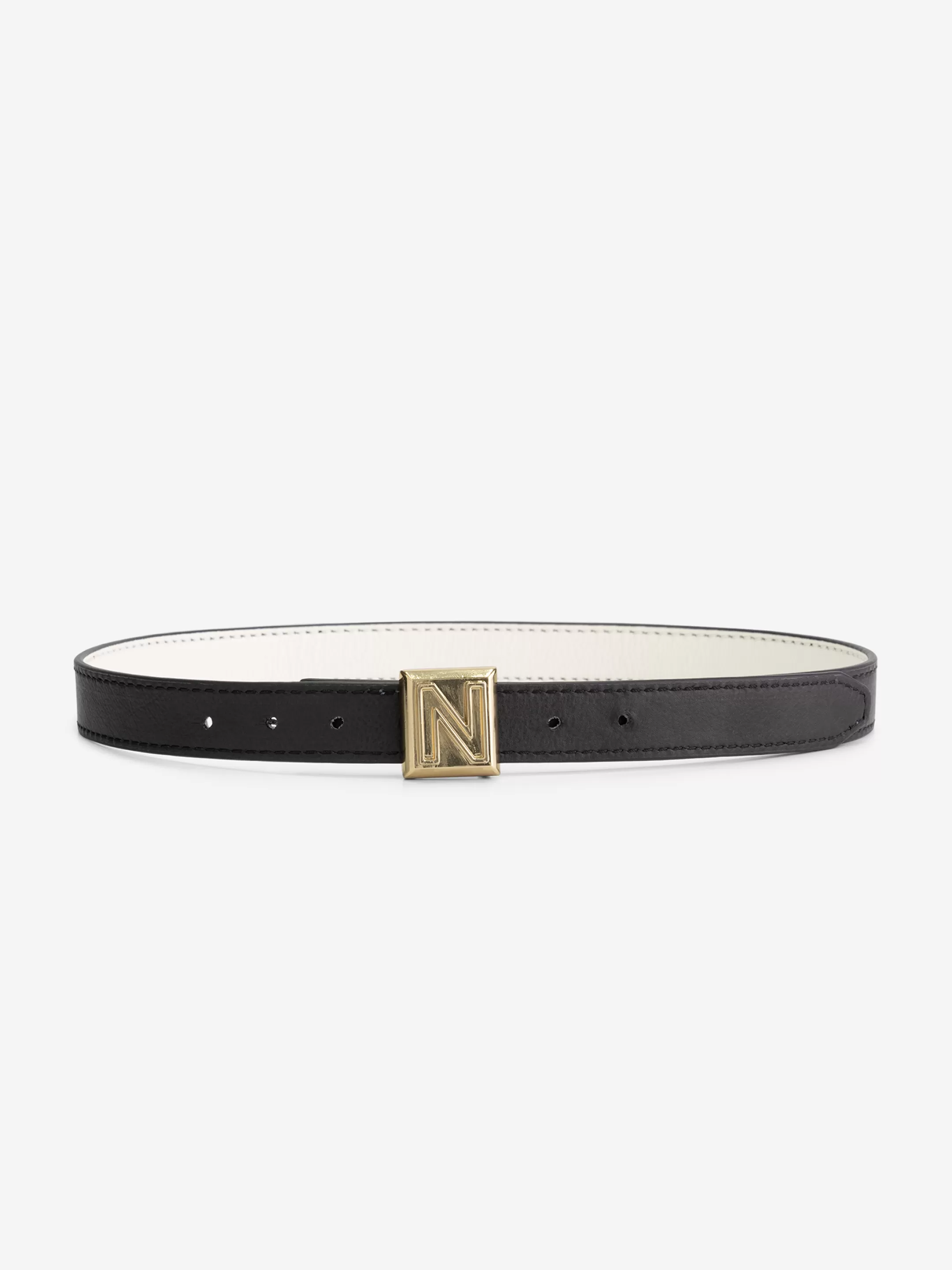 Fashion NIKKIE Two-sided leather Waist belt Star White/Black