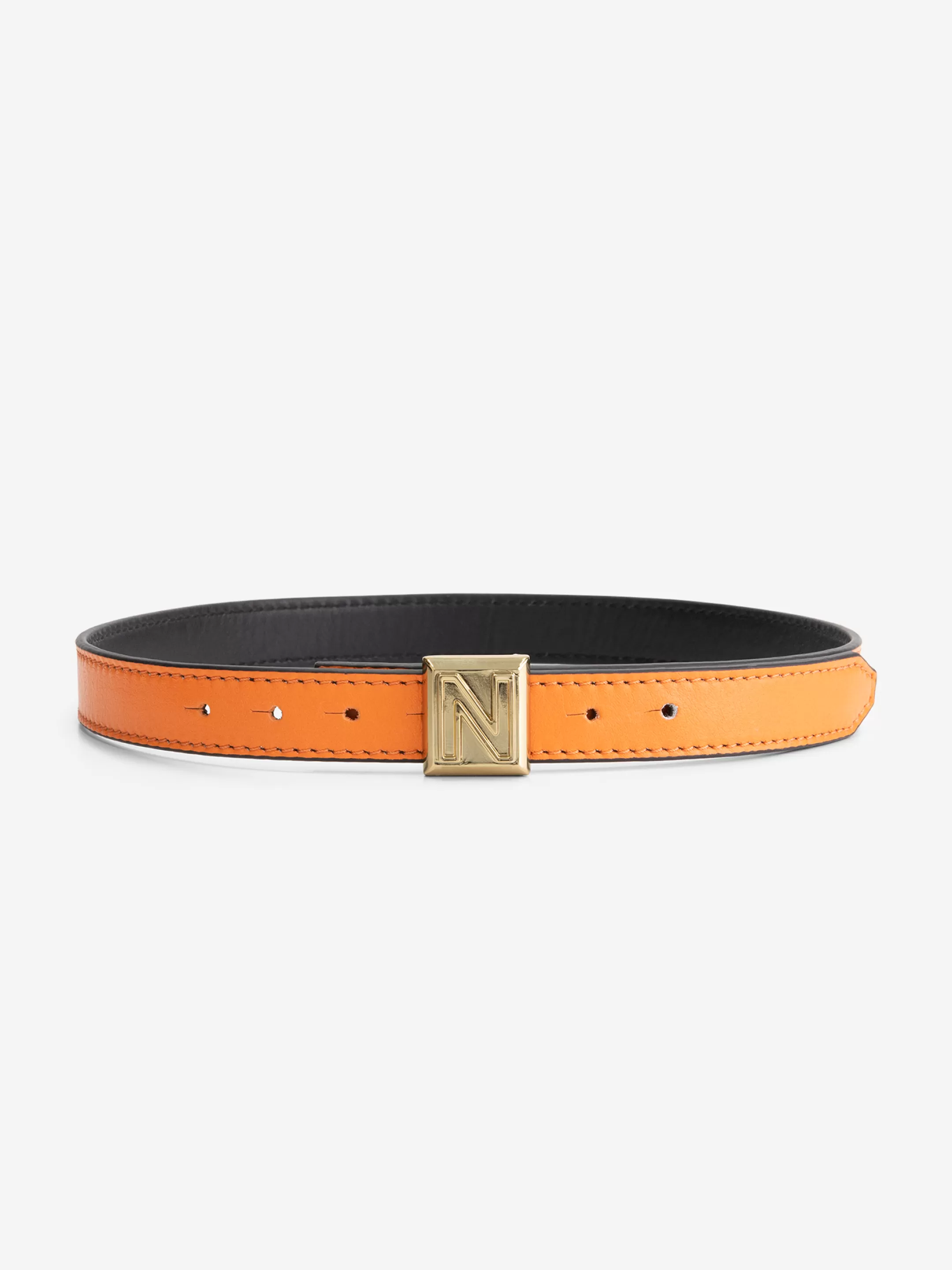 Cheap NIKKIE Two-sided leather Waist belt Sun Orange/Black