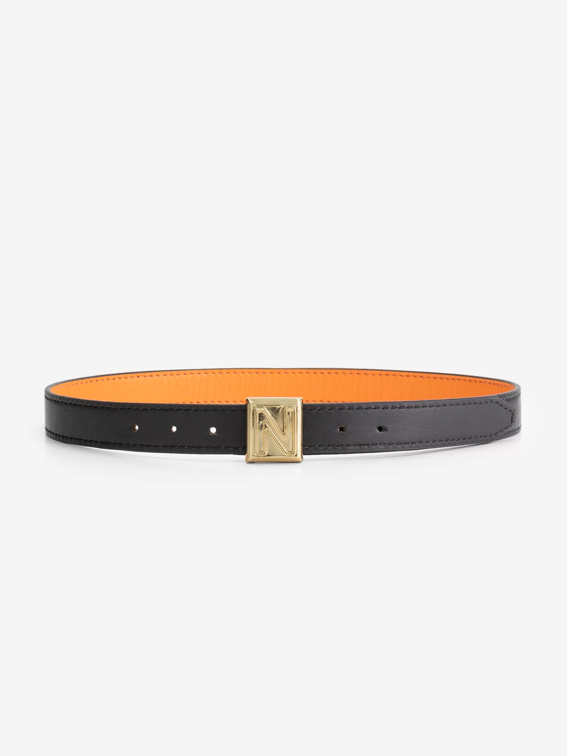 Cheap NIKKIE Two-sided leather Waist belt Sun Orange/Black