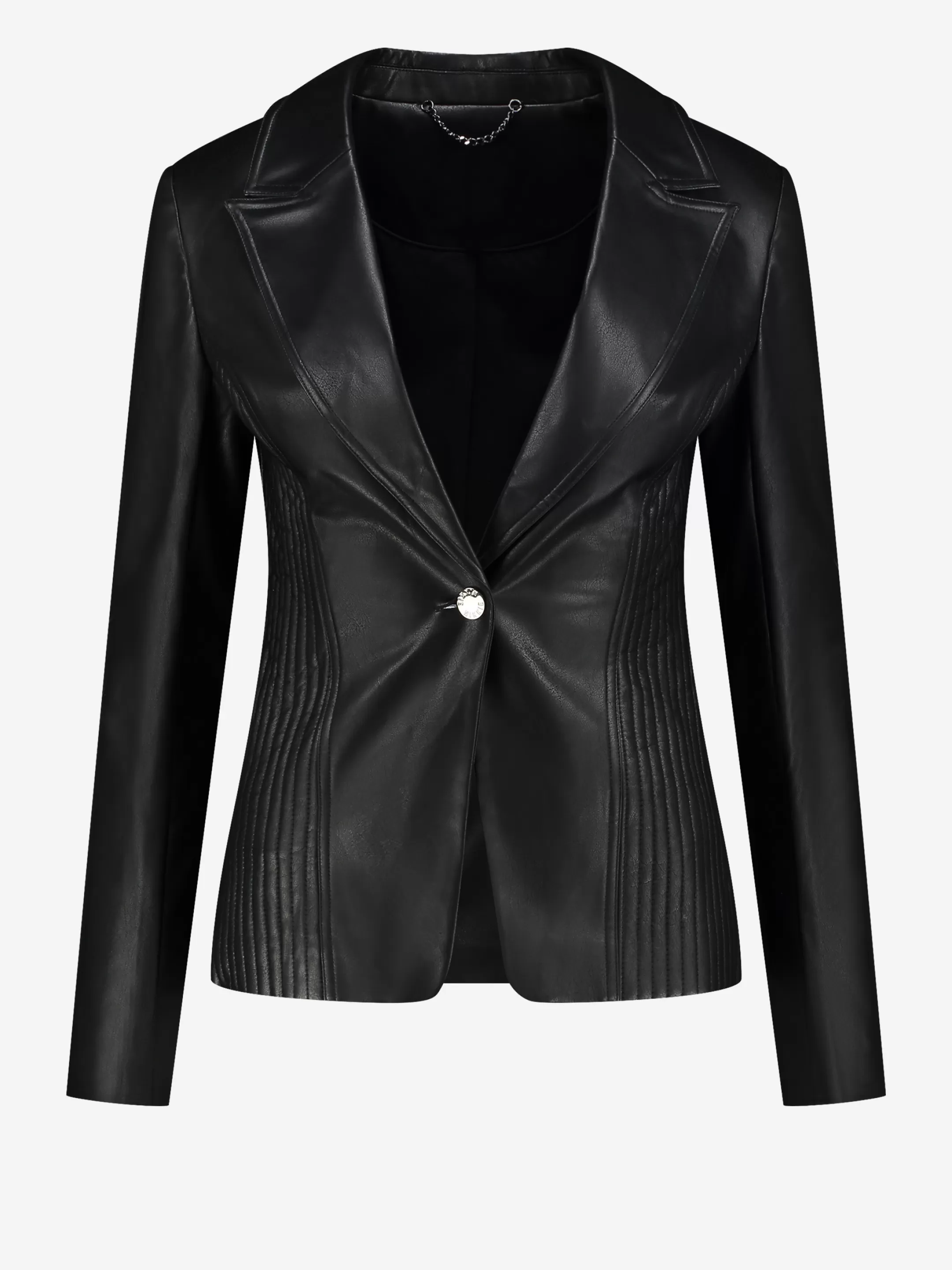 Clearance NIKKIE Vegan leather fitted blazer Black