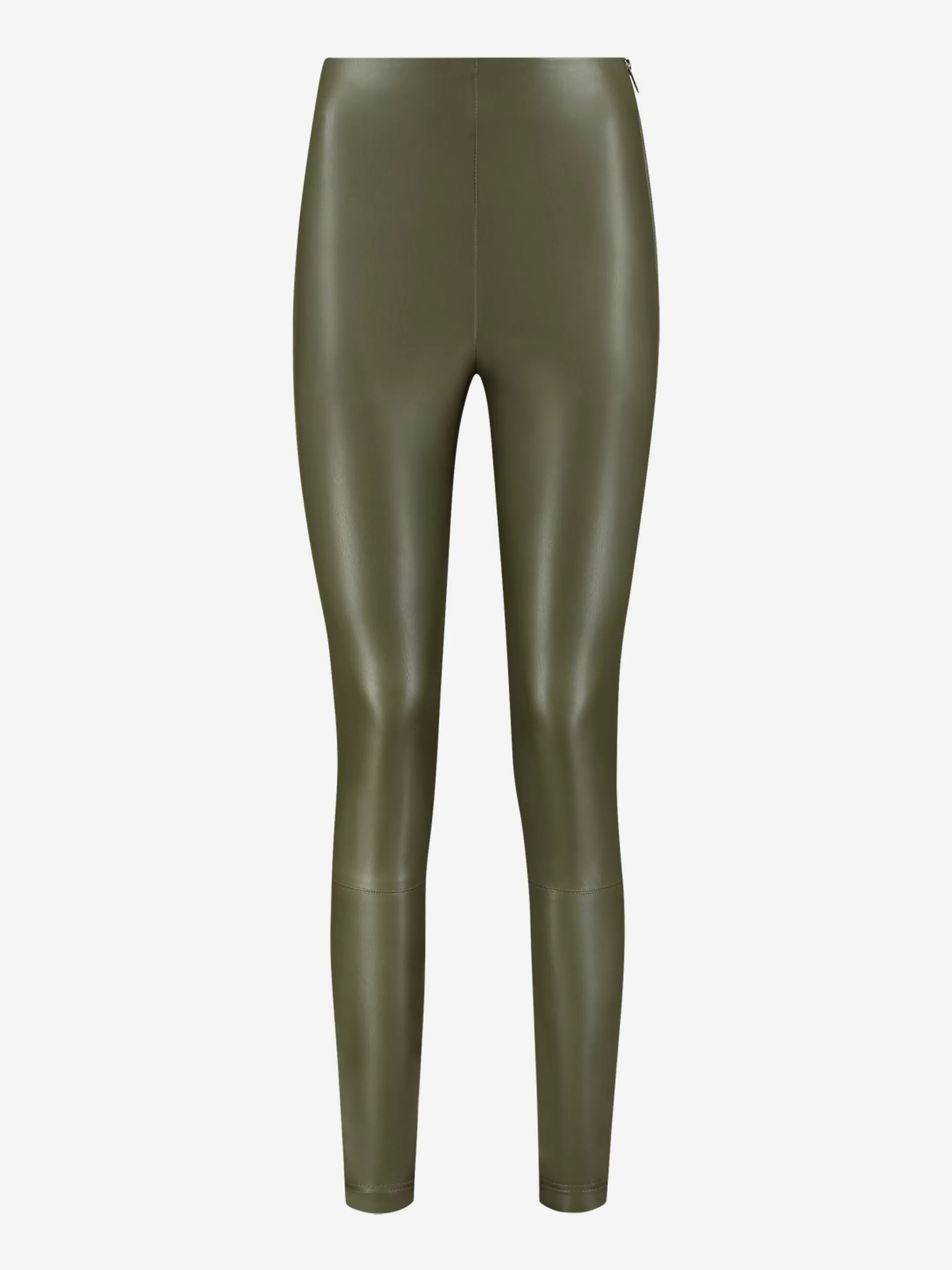 Shop NIKKIE Vegan leather pants with high rise Combat Green