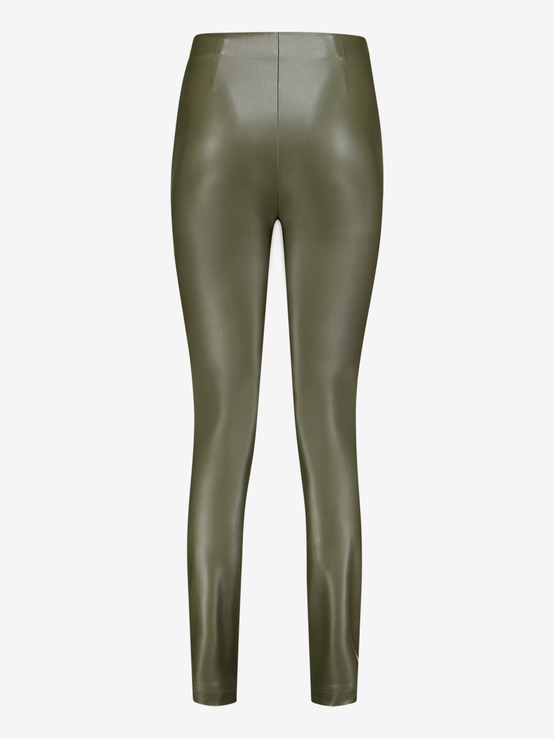 Shop NIKKIE Vegan leather pants with high rise Combat Green