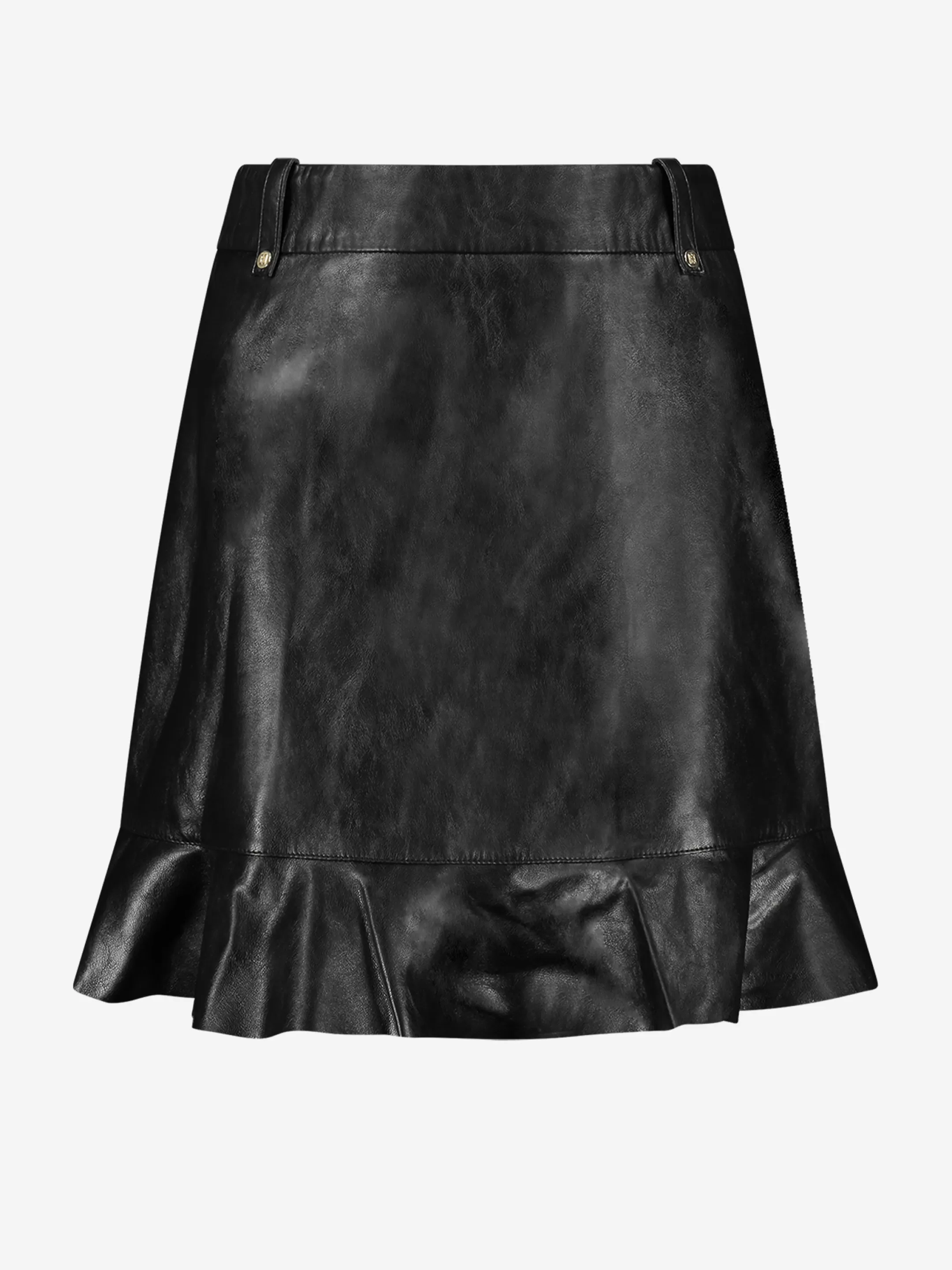 Best Sale NIKKIE Vegan leather Ruffles A-line skirt Black