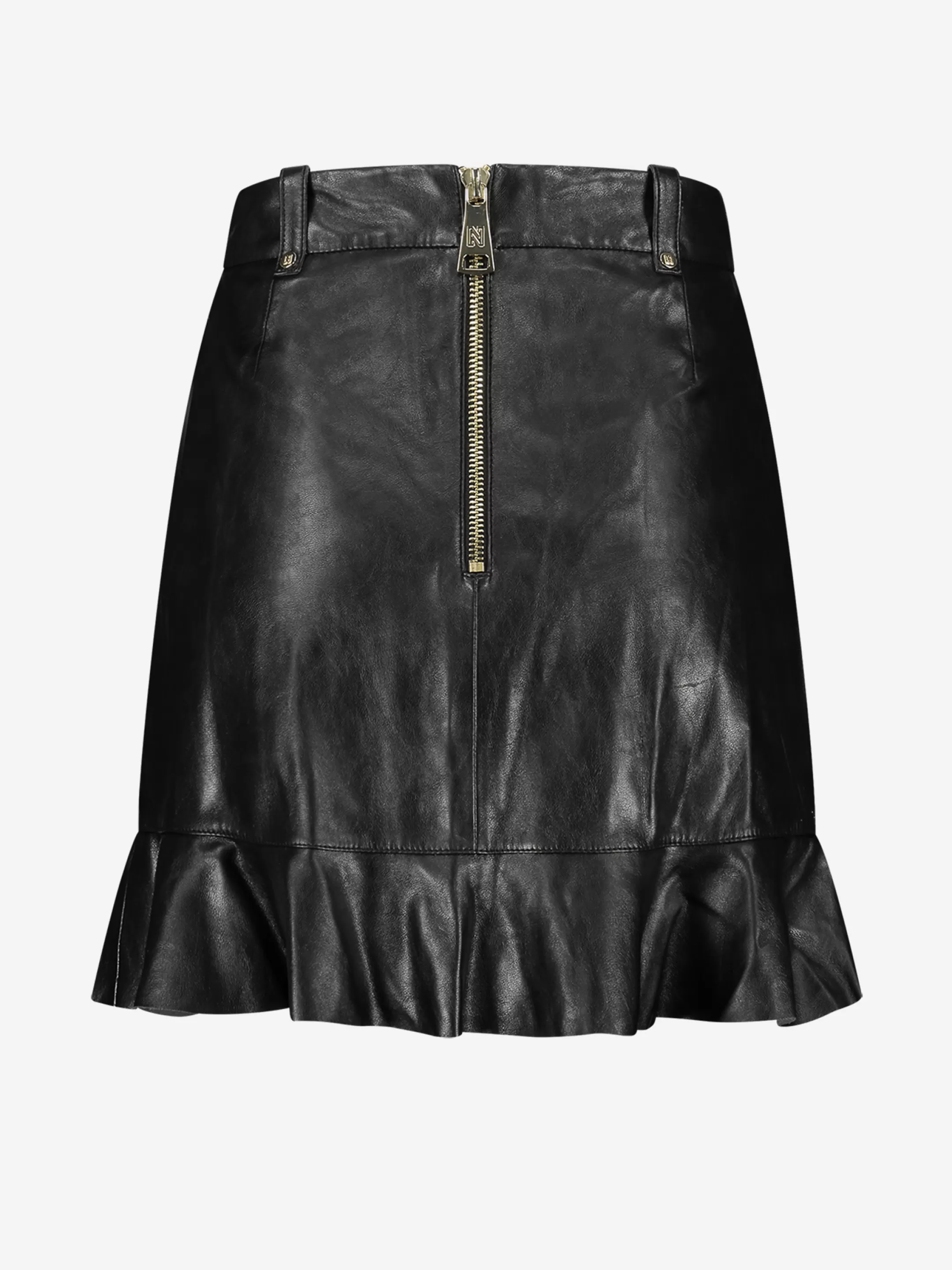 Best Sale NIKKIE Vegan leather Ruffles A-line skirt Black