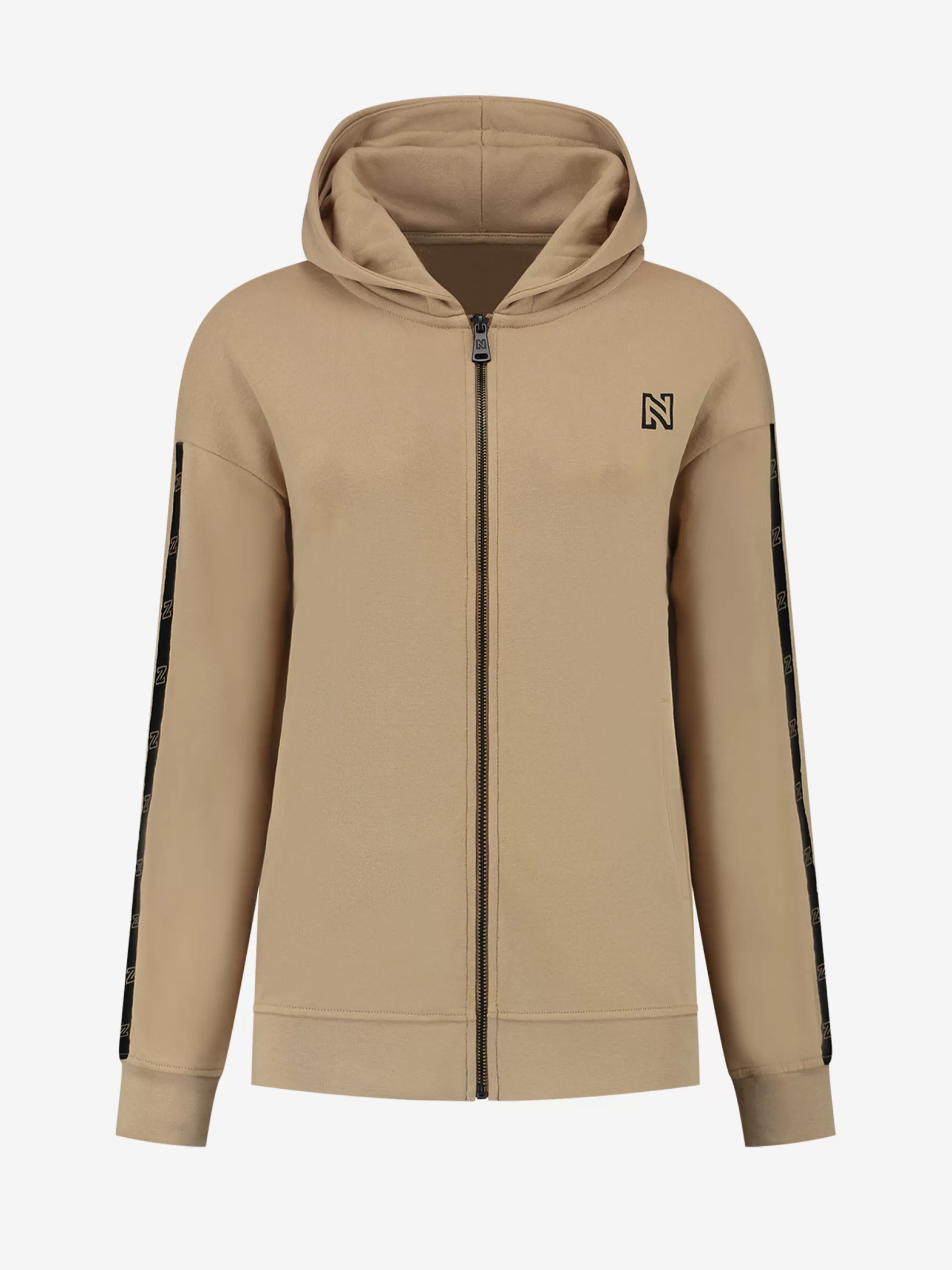 Shop NIKKIE Zip hoodie with N logo Dark Hummus